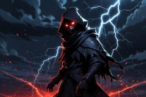 black soul character with red eyes