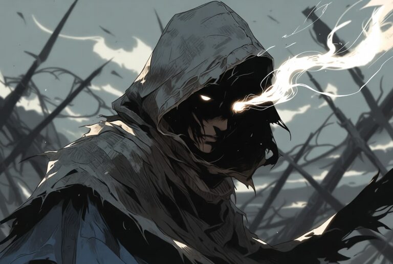 black soul character with sad and undefeatedmood