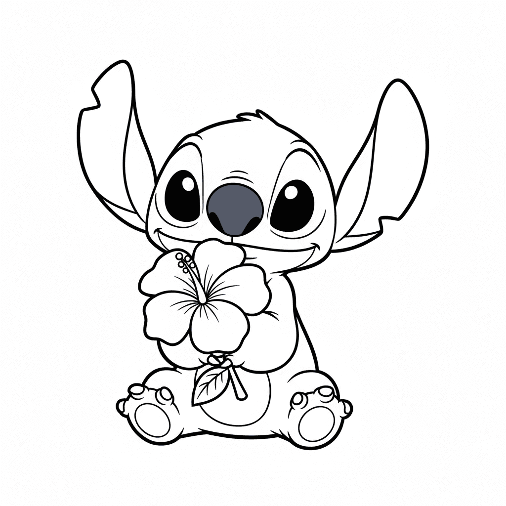 Stitch with Hibiscus Flower