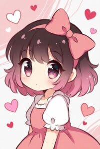 kawaii cute girl wallpaper heart background for mobile