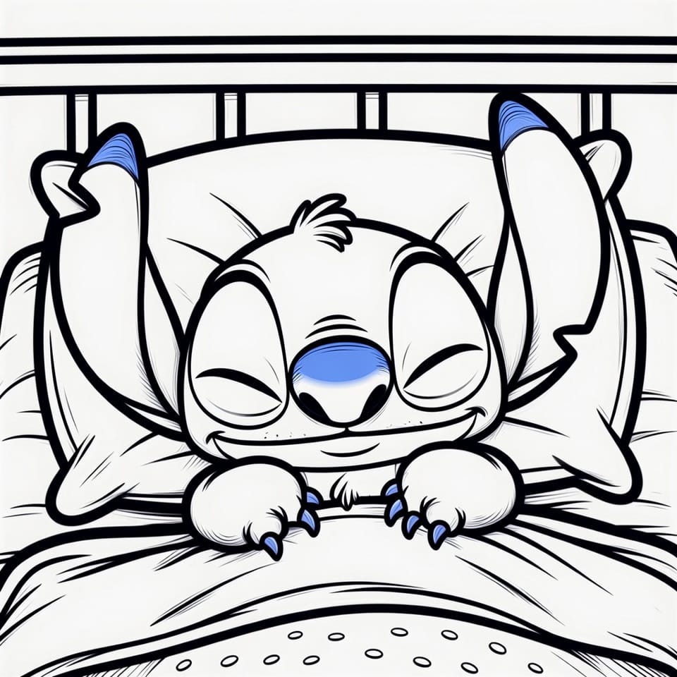 Sleepy Stitch Coloring Page
