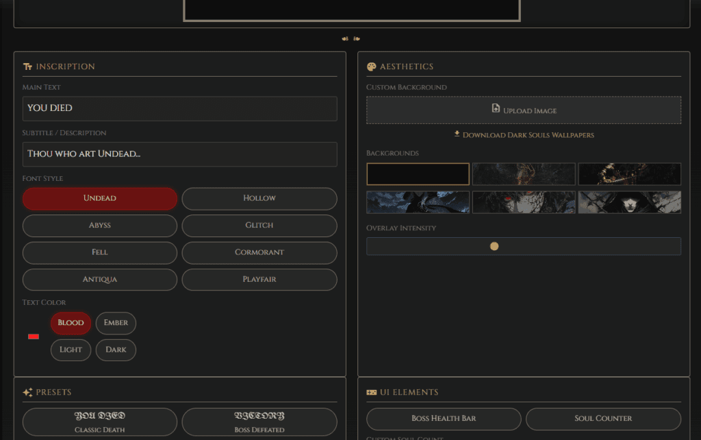 Select from the available font presets