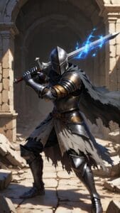 Armored knight with glowing blue sword Elden Ring wallpaper 4k desktop 1920x1080