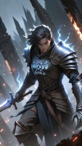 Warrior in dark armor with glowing blue runes Elden Ring wallpaper 4k desktop 1920x1080