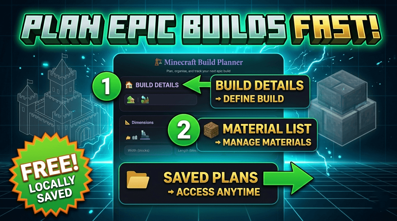 Minecraft build planner locally saved